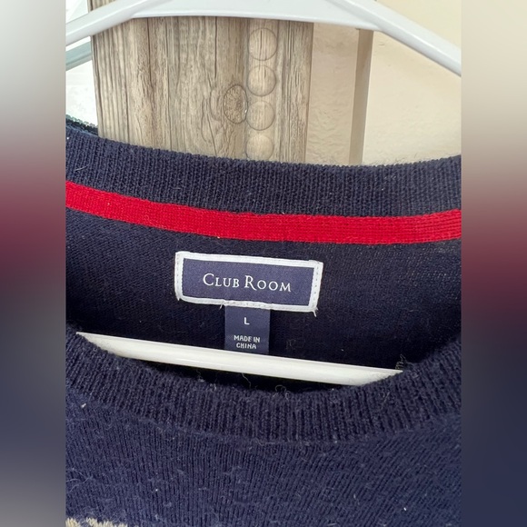 Club Room Red and Navy Blue Crewneck Sweater - Picture 3 of 7
